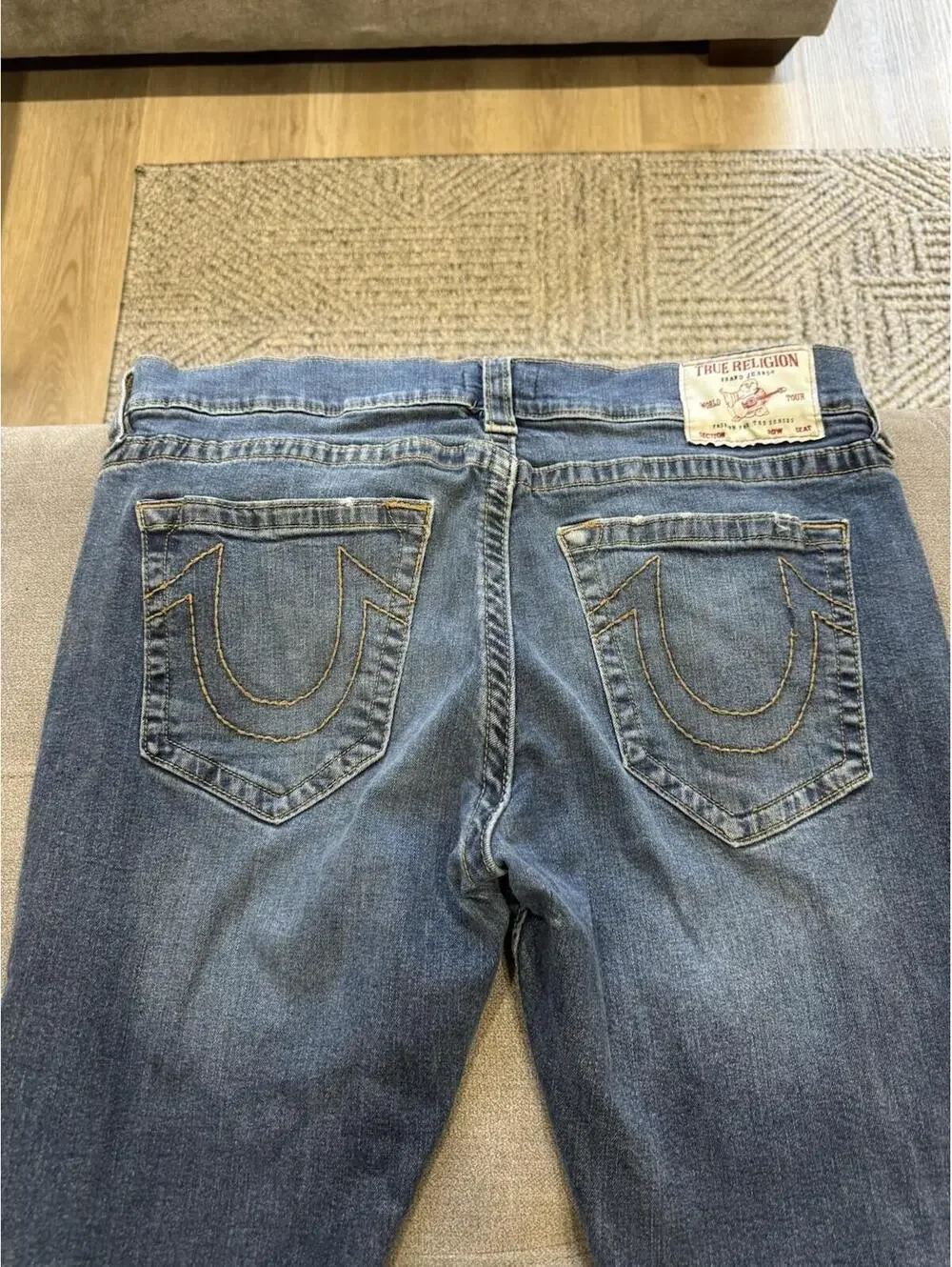 True Religion Jeans Mens 36 Blue Ricky Relaxed Straight Stretch Denim